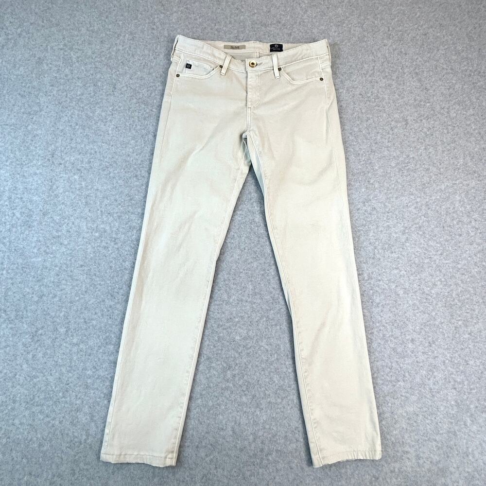 AG Adriano Goldschmied the Stilt Cigarette Leg Jeans Size 27R Ivory Soft Lux USA